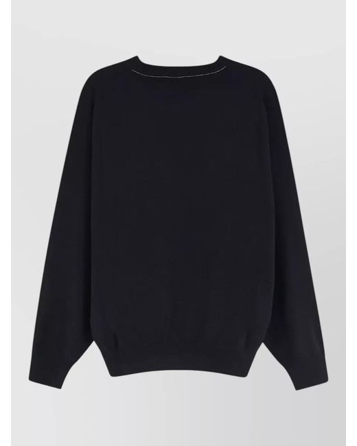 Brunello Cucinelli Blue Long Sleeve Crew Neck Knit Top