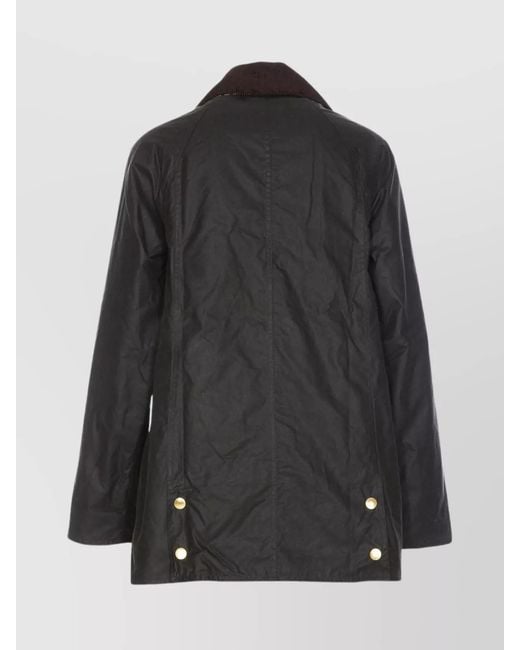 Barbour Black Modern Beadnell Wax Jacket With Corduroy Collar