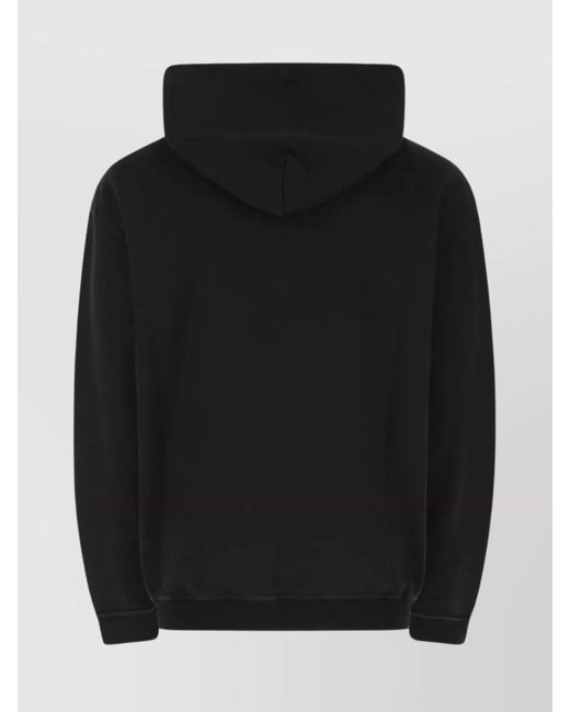 Maison Margiela Black Cotton Oversized Logo-Print Hooded Sweatshirt for men