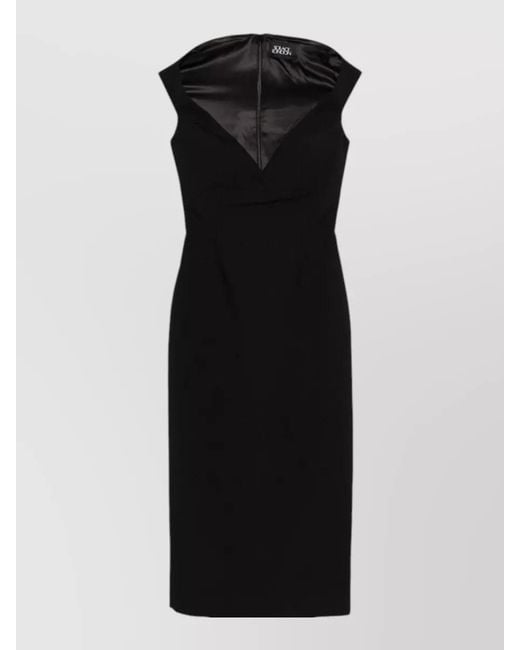 Solace London Black V-Neck Midi Dress