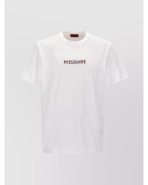 Missoni Embroidered Logo Crew Neck T-Shirt in White for Men