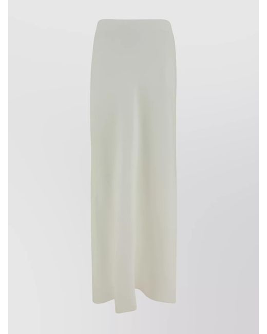 Brunello Cucinelli White High-Rise Side-Slit Ankle-Length Skirt
