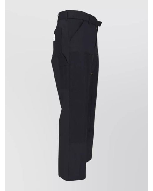 Sacai Blue Tailored Trousers Straight Cut Belt Loops for men