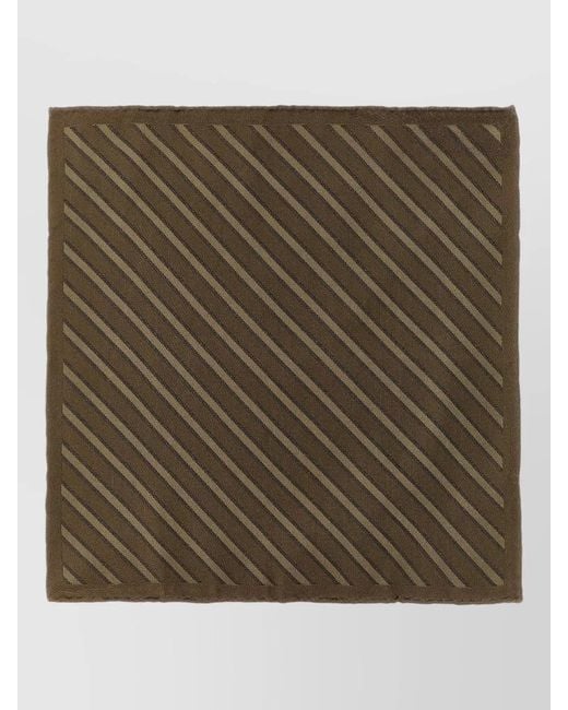 Brunello Cucinelli Green Regimental Striped Pure Silk Pocket Square for men
