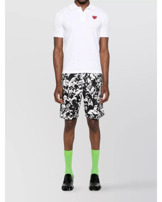 COMME DES GARÇONS PLAY White Piqué Cotton Short-Sleeve Polo Shirt