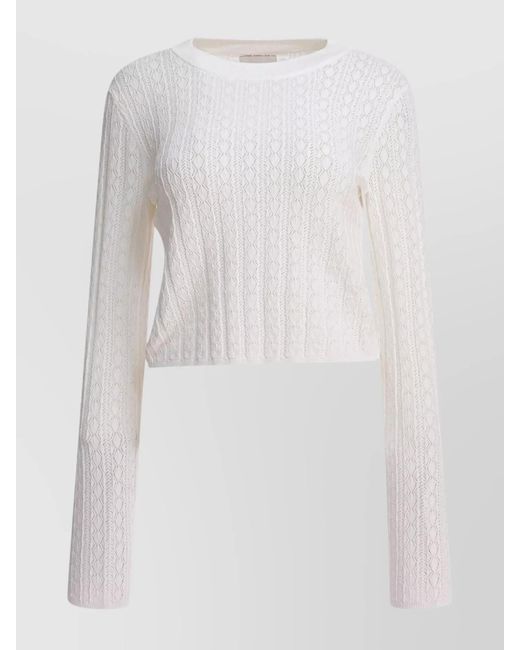 Loulou de Saison White Fine-Knit Crew-Neck Sweater