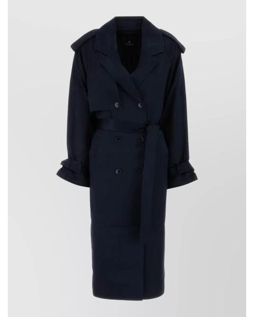 Anine Bing Blue Satin Trench Coat