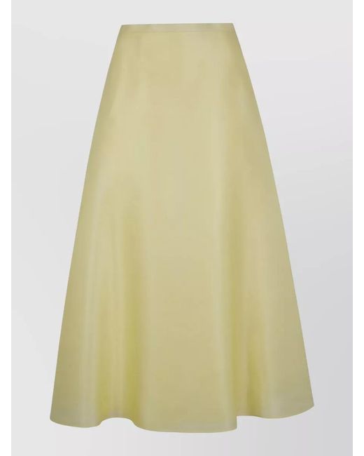 Alberta Ferretti Yellow Silk Organza Midi Skirt