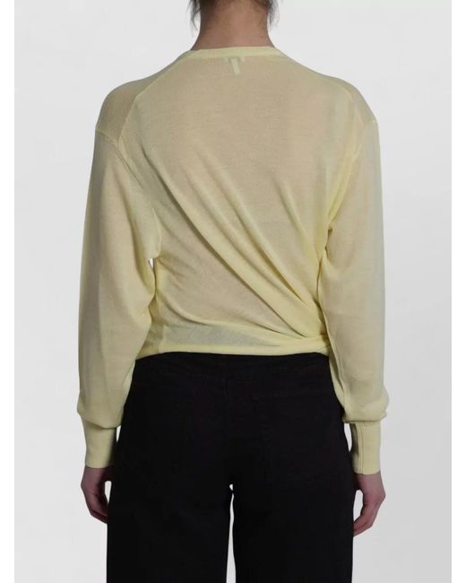 Loewe Natural Ribbed V-Neck Asymmetric Wrap Wool Jumper