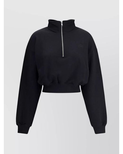 ÉTERNE Blue Cropped Half-Zip Sweatshirt