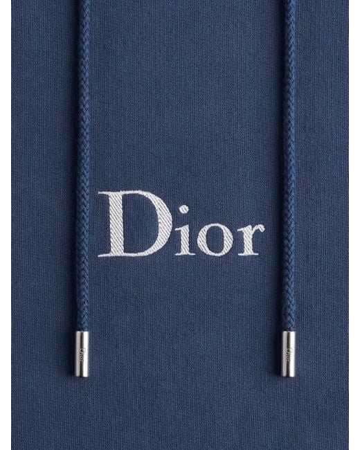 Dior Blue Hooded Top Drawstring Hood Front Pocket for men