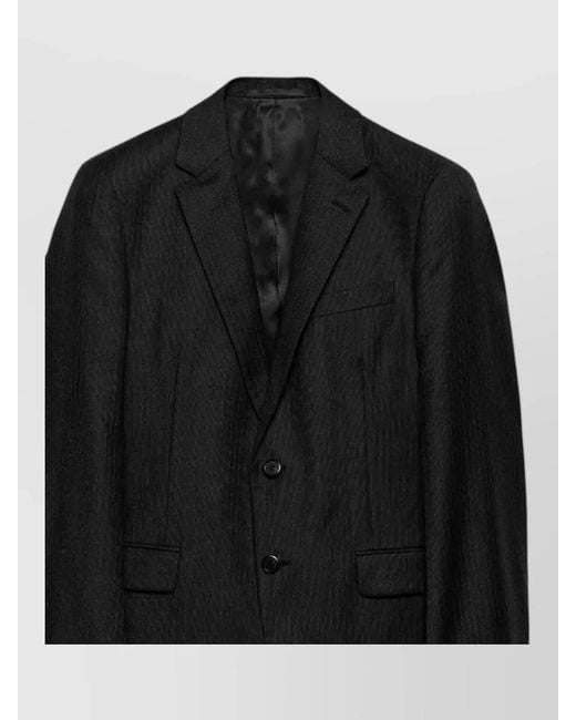 Prada Black Tailored Suit Notch Lapel Chest Pocket for men