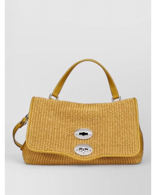 Zanellato Metallic Woven Shoulder Bag Metal Hardware Top Handle