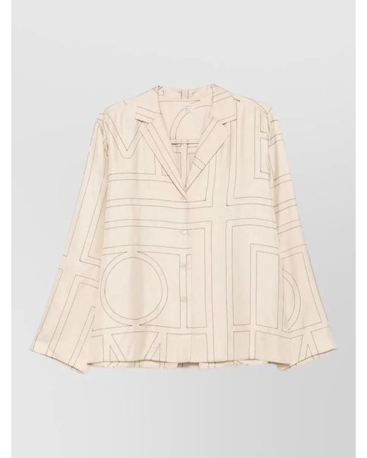 Totême Natural Silk Monogram Printed Pajama Shirt