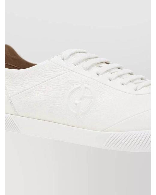 Giorgio Armani White Leather Low-Top Lace-Up Sneakers for men