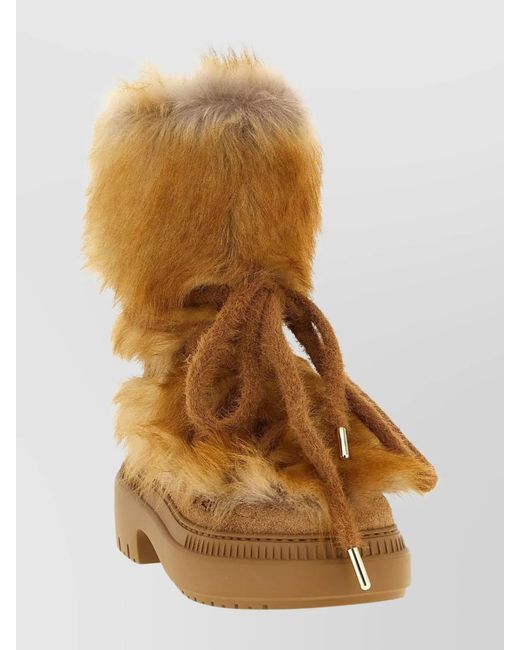 Fendi Natural Leather Apres Chic Boots