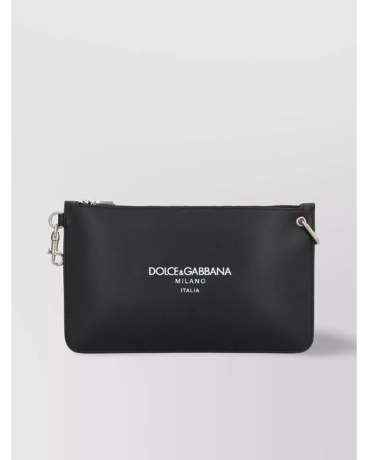 Dolce & Gabbana Black Calf Leather Clutch Bag for men