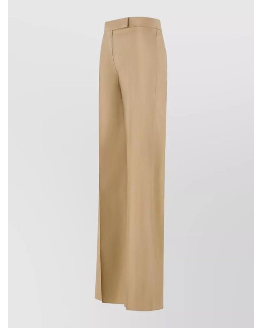 Max Mara Natural Bronte Virgin Wool Blend Wide Leg Pants