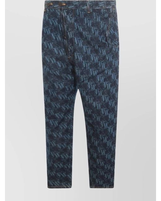 Vivienne Westwood Blue Printed Trousers With Pockets And Loops for men