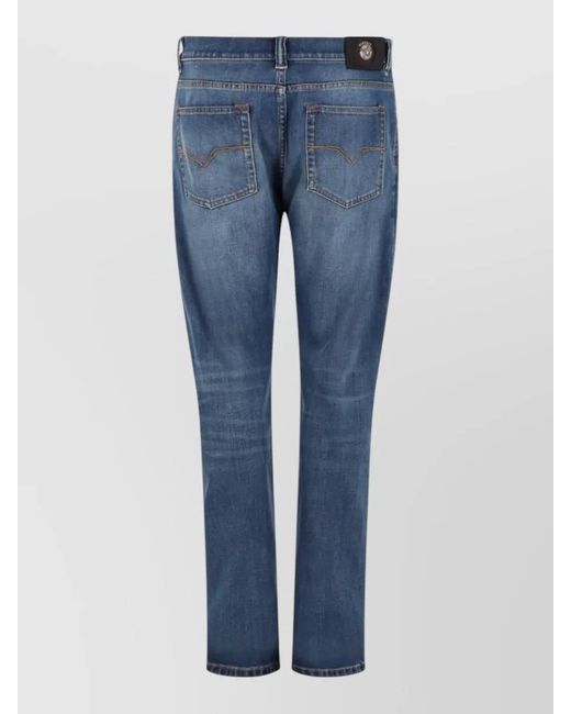 Versace Blue Cotton Denim Jeans Belt Loops Five Pockets for men