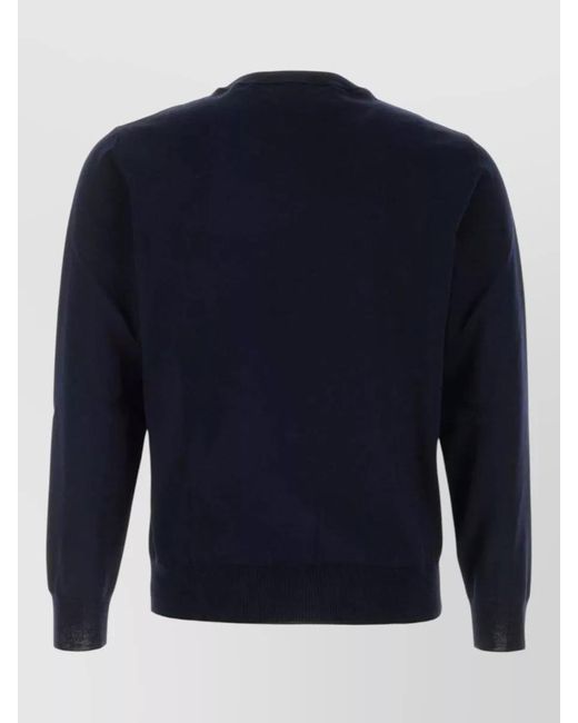 Valentino Garavani Blue Wool Sweater Long Sleeves Ribbed Cuffs Hem for men