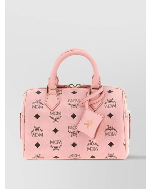 MCM Pink Ella Boston Crossbody Bag