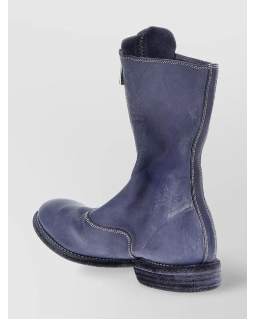 Guidi Blue Leather Ankle Boots