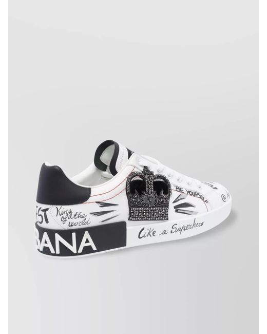 Dolce & Gabbana Metallic Leather Low-Top Sneakers for men