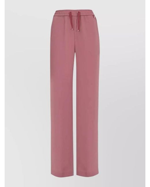 Herno Pink Wide Leg Trousers Metal Accents Detail