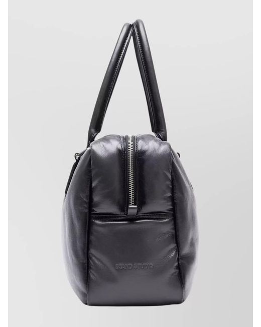 Stand Studio Gray Bowling Bag Lamb Leather Shoulder Bag
