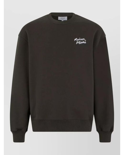 Maison Kitsuné Gray Cotton Logo-Print Crew-Neck Sweatshirt for men