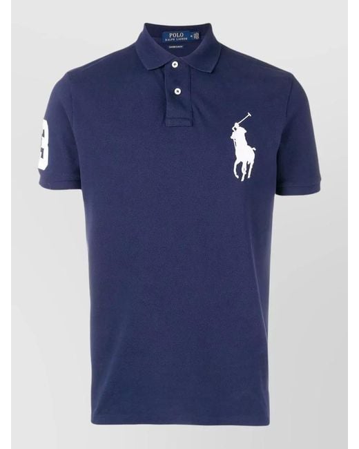 Polo Ralph Lauren Blue Short Sleeve Knit Logo Collar Shirt for men