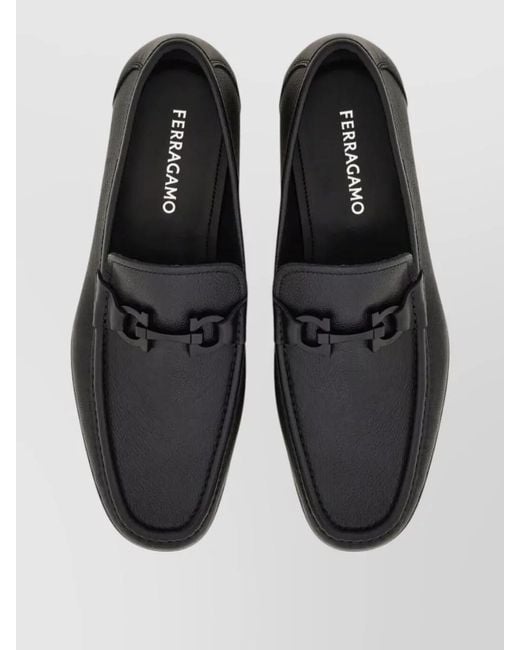 Ferragamo Black Leather Loafers for men