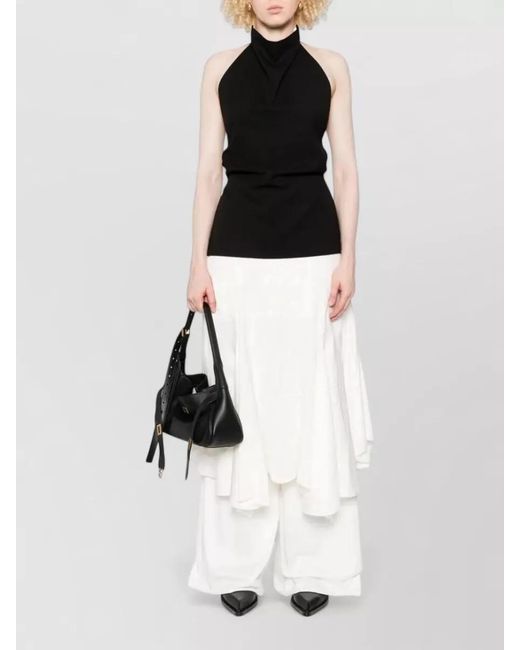 FEDERICO CINA Black Halterneck Draped Backless Sleeveless Top