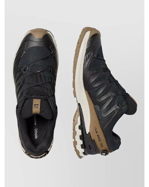 Salomon Gray Lace Up Sneakers Contrasting Sole Detail