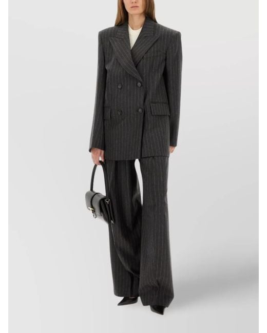 Sportmax Black Double-Breasted Oversized Wool-Blend Blazer
