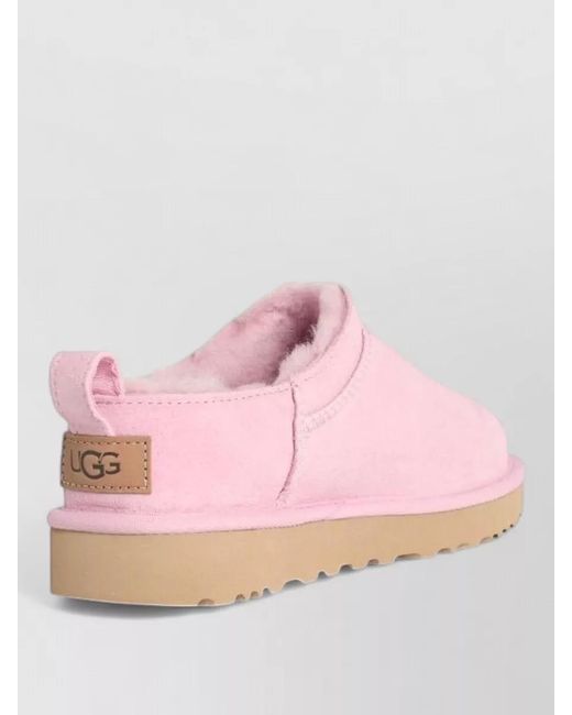 Ugg Pink Micro Suede Boots Pull Tab Rubber Sole