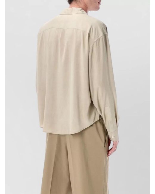 AMI Natural Silk Long Sleeve Shirt Relaxed Fit for men