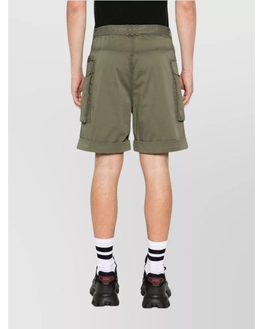 Balmain Green Cotton Cargo Shorts for men