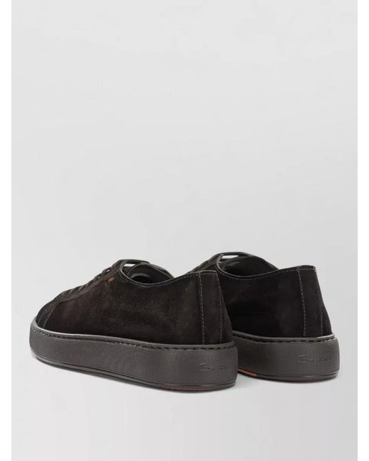 Santoni Black Damps Lace Up Low Top Sneakers for men