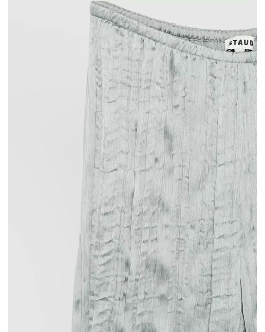 Staud Gray Textured Wide Leg Trousers Elastic Waistband Drawstring