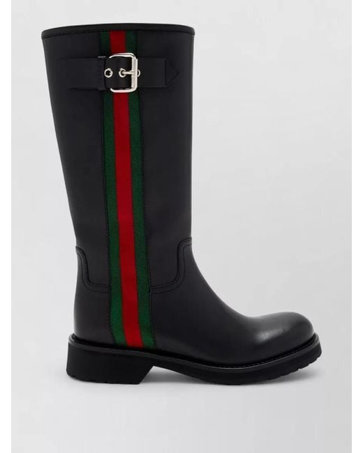 Gucci Black Kate Boot Block Heel Buckle Knee