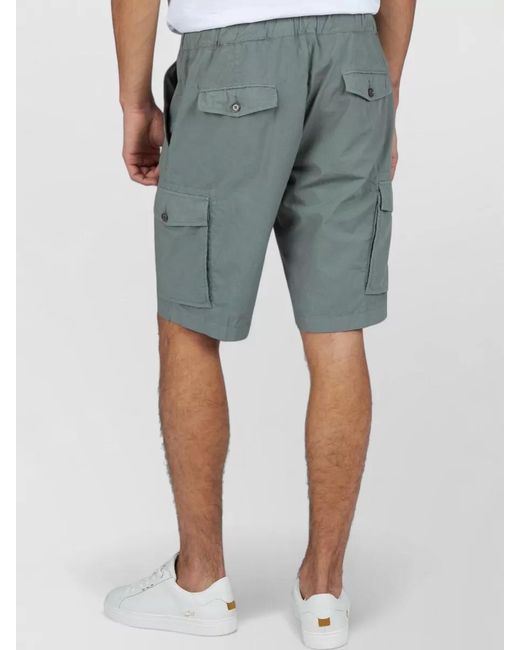 Paul & Shark White Bermuda Shorts Drawstring Waist Multi Pockets for men