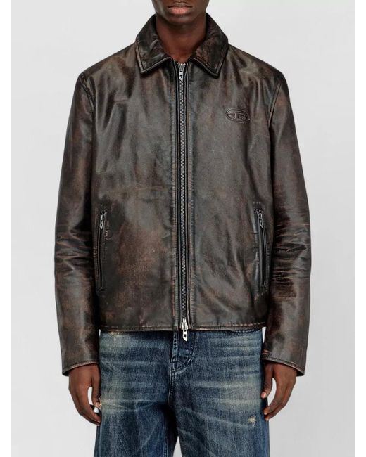 DIESEL Gray Tailored Blazer Jacket Distressed Finish Front Pockets for men