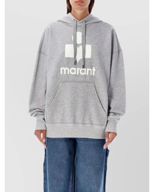 Isabel Marant Gray Hooded Sweatshirt With Drawstring And Kangaroo Pocket