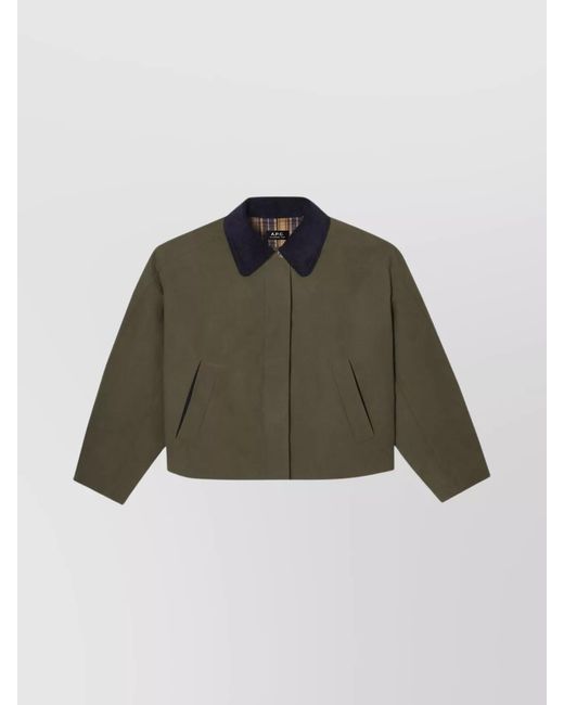 A.P.C. Green Cotton Cropped Boxy Jacket