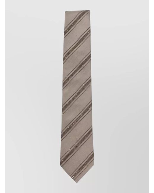 Brunello Cucinelli White Silk Tie for men