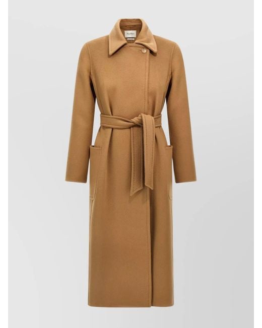 Max Mara Natural Cashmere Belted Single-Breasted Coat