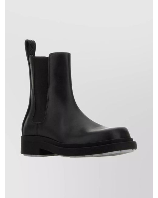 Bottega Veneta Black Leather Chelsea Ankle Boots
