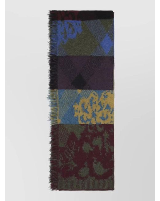 Dries Van Noten Blue Mati Scarf Floral Geometric Patchwork Design for men